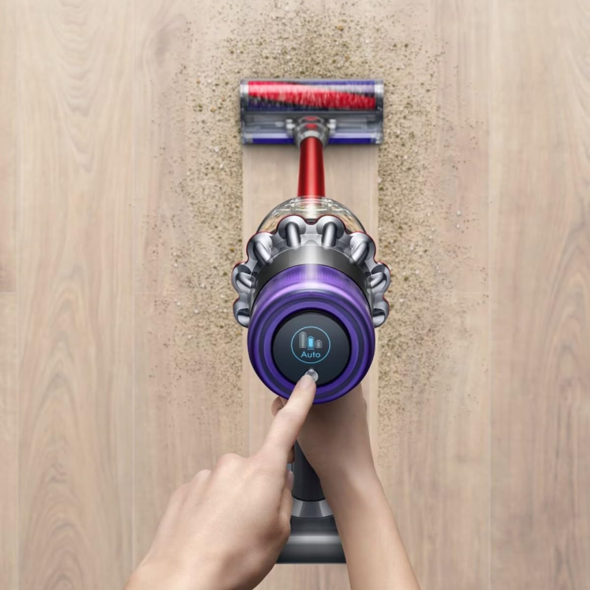 Dyson V11 Fluffy™ Aspiradora sin Cable – 185 AW, 60 min de autonomía, Cepillo con Suave Cabezal Giratorio, minicepillo motorizado, 3 Modos de Potencia, Pantalla LCD, Roja