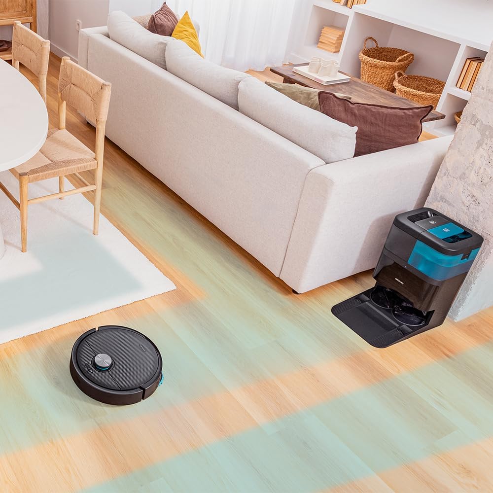Cecotec Robot Aspirador y Friegasuelos Conga 15090 SpinArm Home&Wash. 8000Pa, App, Navegación Láser, Base Autovaciado con Tanques de Polvo y Agua, Limpieza-Secado de Mopas, Cepillo Silicona y Mopas