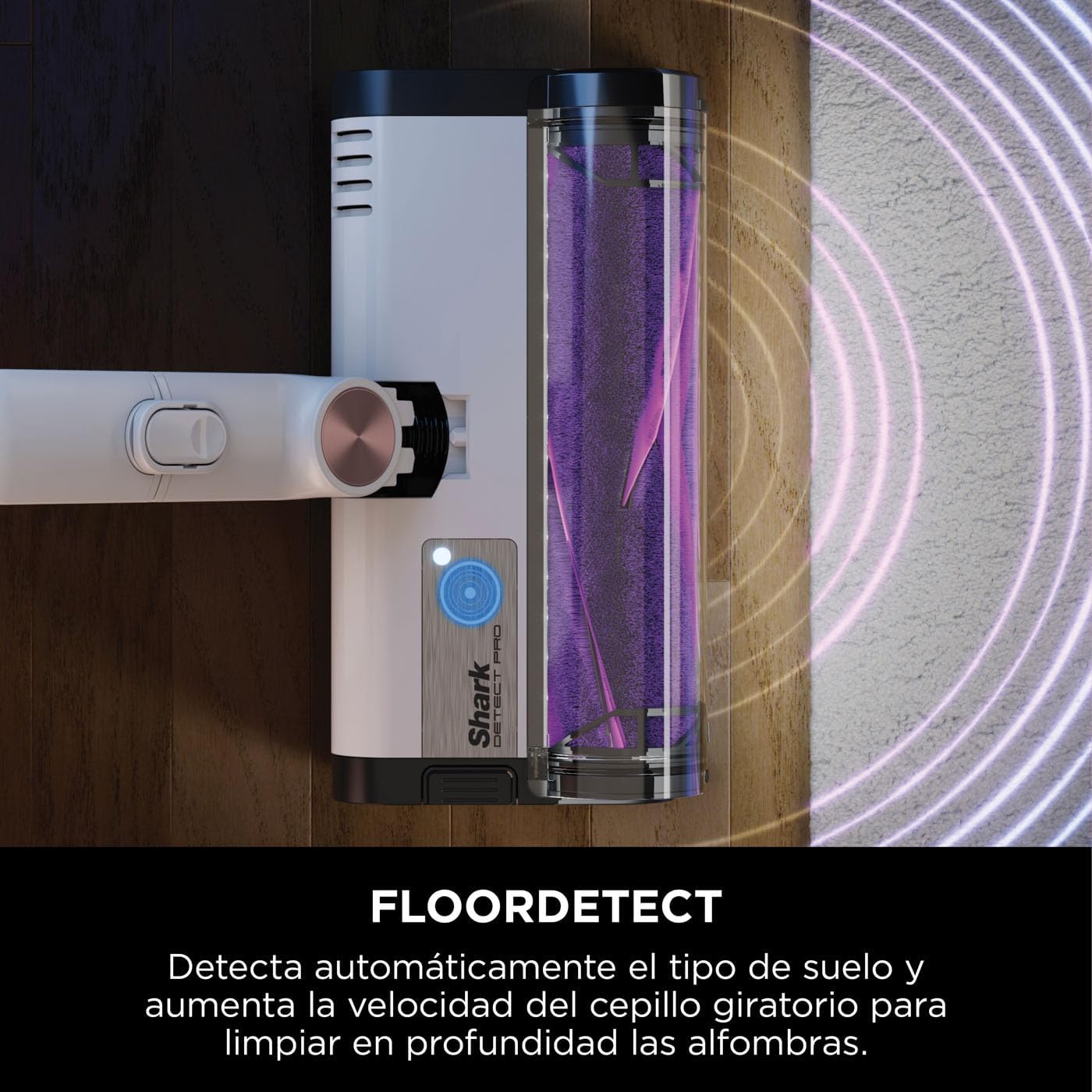 Shark Detect Pro Aspiradora sin Cable, 60 min autonomía, Sistema de Vaciado automático (2 litros de Capacidad), Ligera y Flexible, Anti Hair Wrap, Boquilla Estrecha, Blanco/Bronce, IW3611EUN
