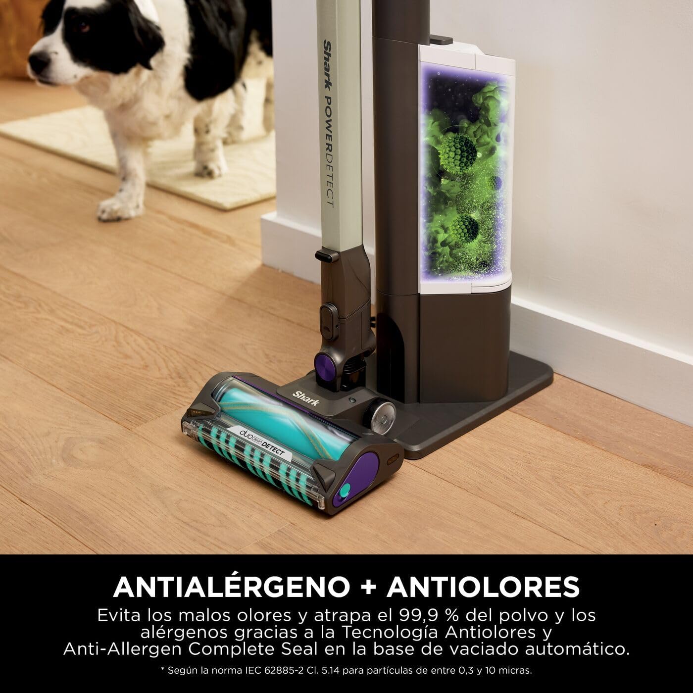 Shark PowerDetect Clean & Empty Aspiradora sin cable, DuoClean Detect, limpieza inversa, base de autovaciado de 2 l, Anti-Hair Wrap Plus, autonomía de 70 min, cepillos multisuperficie, gris, IP3251EUT