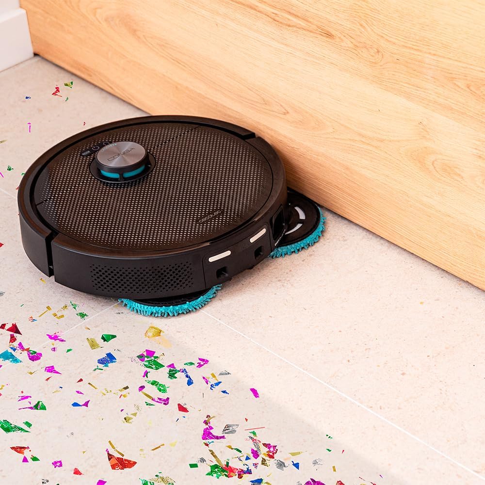 Cecotec Robot Aspirador y Friegasuelos Conga 15090 SpinArm Home&Wash. 8000Pa, App, Navegación Láser, Base Autovaciado con Tanques de Polvo y Agua, Limpieza-Secado de Mopas, Cepillo Silicona y Mopas