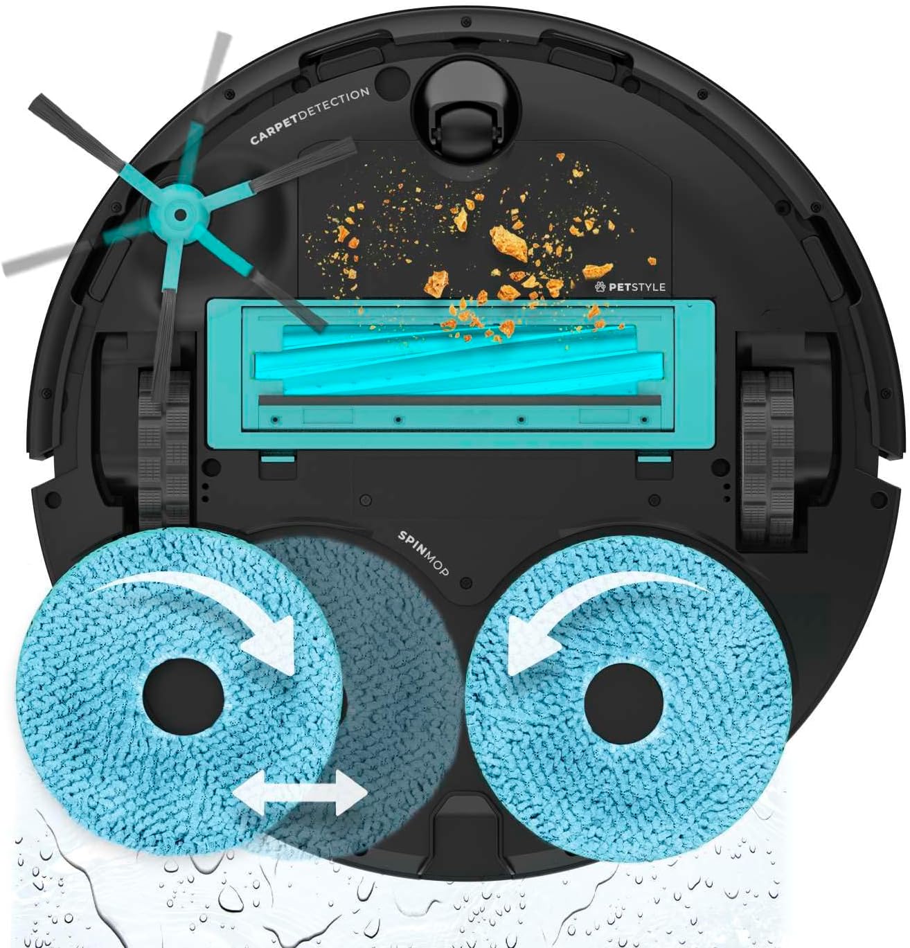 Cecotec Robot Aspirador y Friegasuelos Conga 15090 SpinArm Home&Wash. 8000Pa, App, Navegación Láser, Base Autovaciado con Tanques de Polvo y Agua, Limpieza-Secado de Mopas, Cepillo Silicona y Mopas