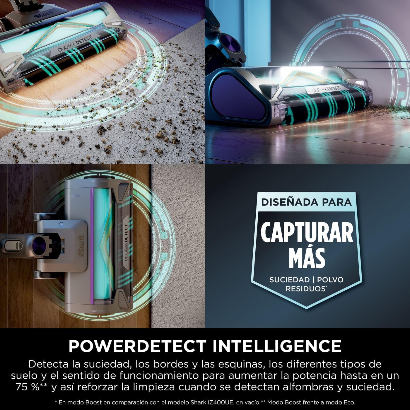 Shark PowerDetect Clean & Empty Aspiradora sin cable, DuoClean Detect, limpieza inversa, base de autovaciado de 2 l, Anti-Hair Wrap Plus, autonomía de 70 min, cepillos multisuperficie, gris, IP3251EUT