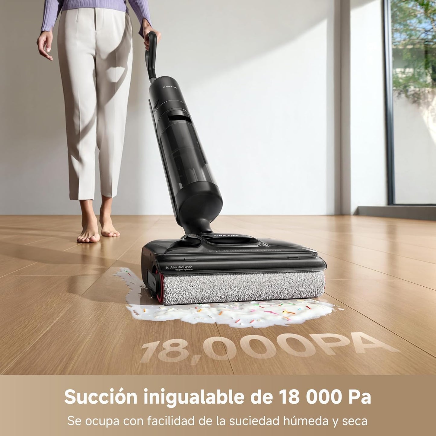 DREAME H12 Pro FlexReach Aspirador en Seco y Húmedo, Alcance Plano de 180°, Secado Durante 5 Min, 18 kPa de Succión, Lavado en Caliente a 90 °C, Limpieza de Borde a Borde, Limpieza de 50 Minutos