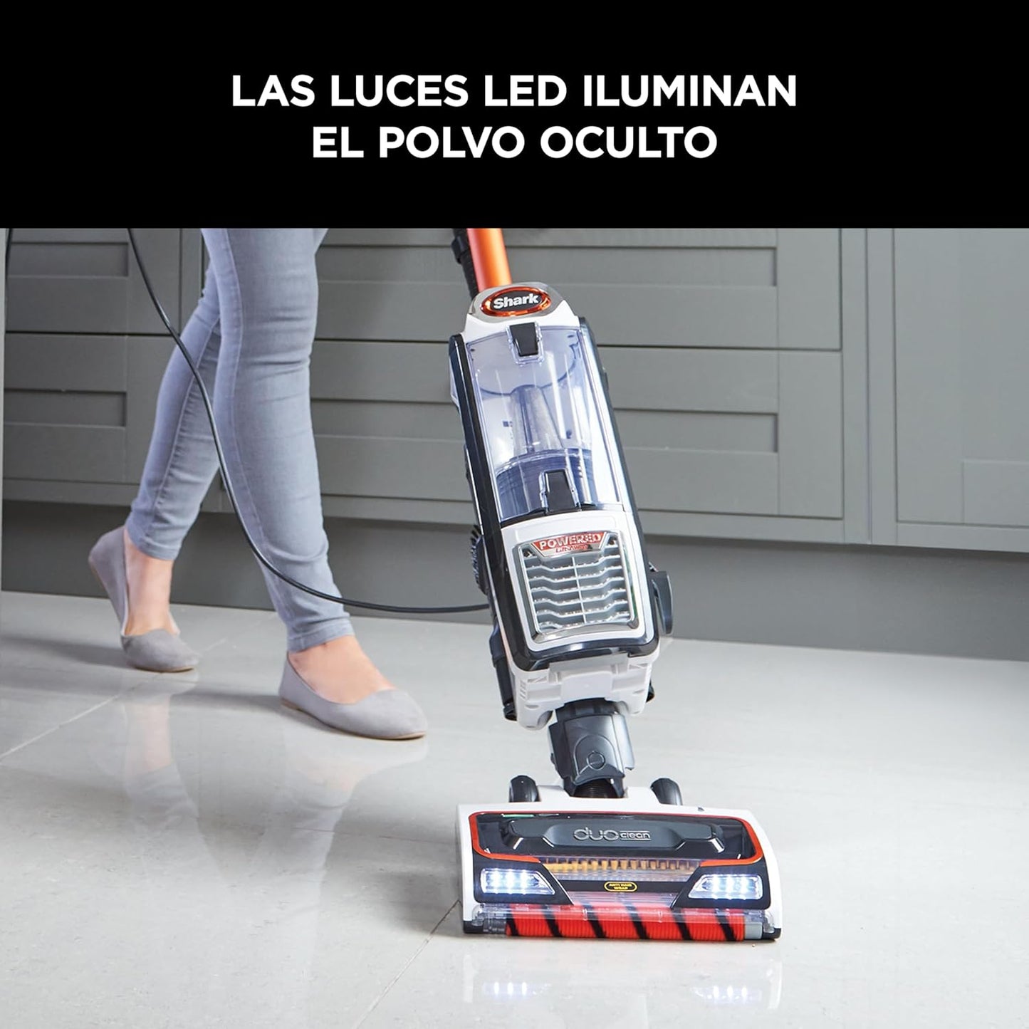 Shark Aspiradora con cable de 0,83 l, Anti Hair Wrap, DuoClean, Powered Lift Away, boquilla para tapicería, boquilla estrecha, cepillo para polvo, cable 8 metros, gris oscuro/naranja, NZ801EU