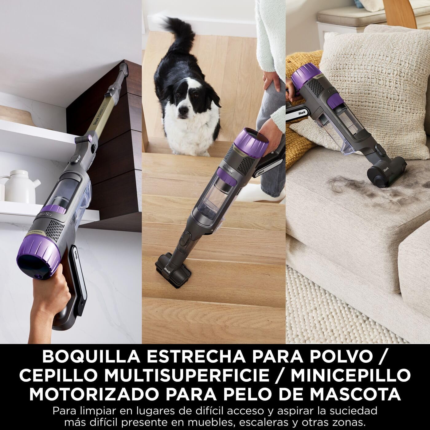 Shark PowerDetect Clean & Empty Aspiradora sin cable, DuoClean Detect, limpieza inversa, base de autovaciado de 2 l, Anti-Hair Wrap Plus, autonomía de 70 min, cepillos multisuperficie, gris, IP3251EUT