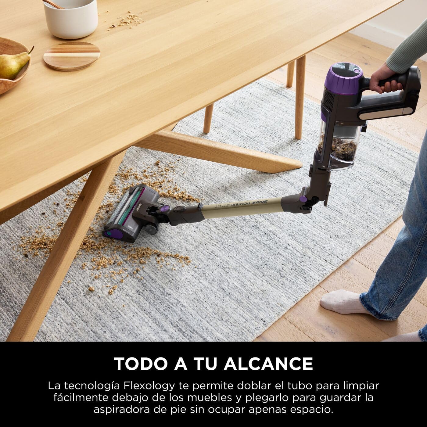 Shark PowerDetect Clean & Empty Aspiradora sin cable, DuoClean Detect, limpieza inversa, base de autovaciado de 2 l, Anti-Hair Wrap Plus, autonomía de 70 min, cepillos multisuperficie, gris, IP3251EUT