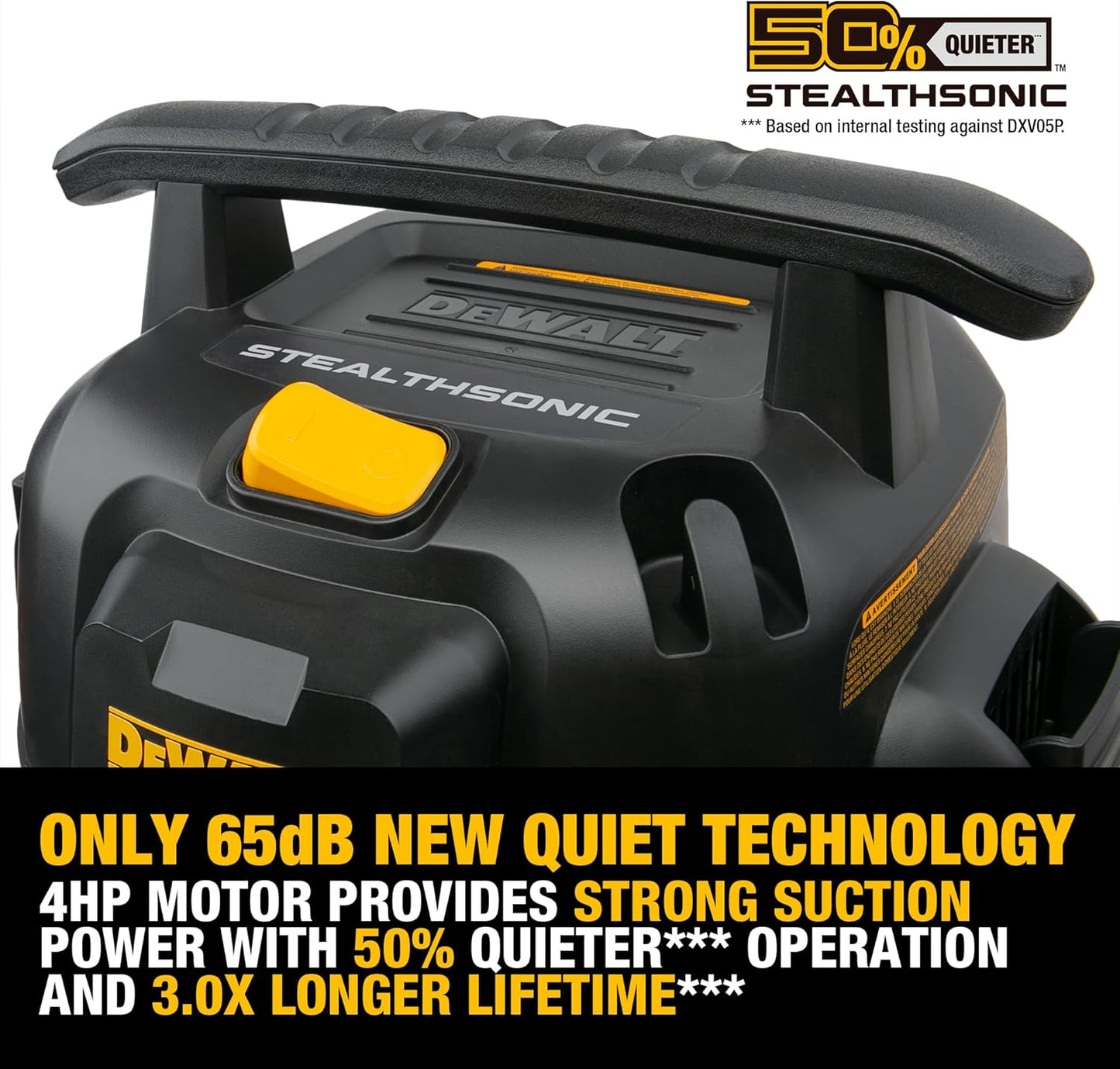 DEWALT Shop Vacuum DXV05P-QTB Aspiradora de 5 galones 4 HP STEALTHSONIC Aspiradora de tienda ultra silenciosa de polietileno con potente succión para garaje, lugar de trabajo y taller