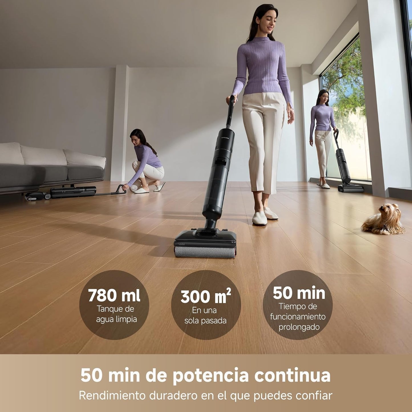 DREAME H12 Pro FlexReach Aspirador en Seco y Húmedo, Alcance Plano de 180°, Secado Durante 5 Min, 18 kPa de Succión, Lavado en Caliente a 90 °C, Limpieza de Borde a Borde, Limpieza de 50 Minutos
