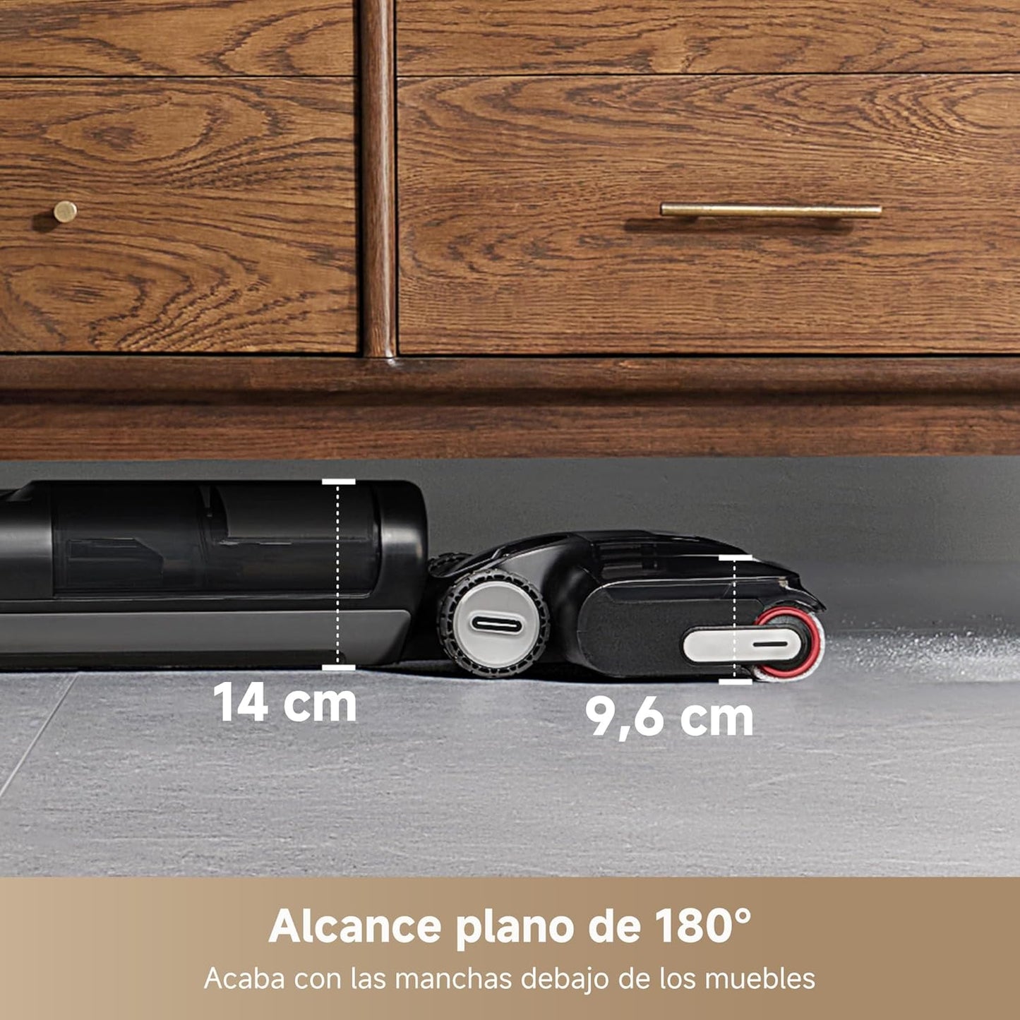 DREAME H12 Pro FlexReach Aspirador en Seco y Húmedo, Alcance Plano de 180°, Secado Durante 5 Min, 18 kPa de Succión, Lavado en Caliente a 90 °C, Limpieza de Borde a Borde, Limpieza de 50 Minutos
