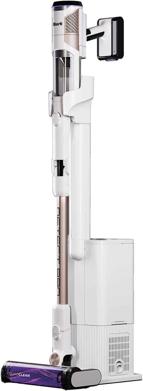 Shark Detect Pro Aspiradora sin Cable, 60 min autonomía, Sistema de Vaciado automático (2 litros de Capacidad), Ligera y Flexible, Anti Hair Wrap, Boquilla Estrecha, Blanco/Bronce, IW3611EUN