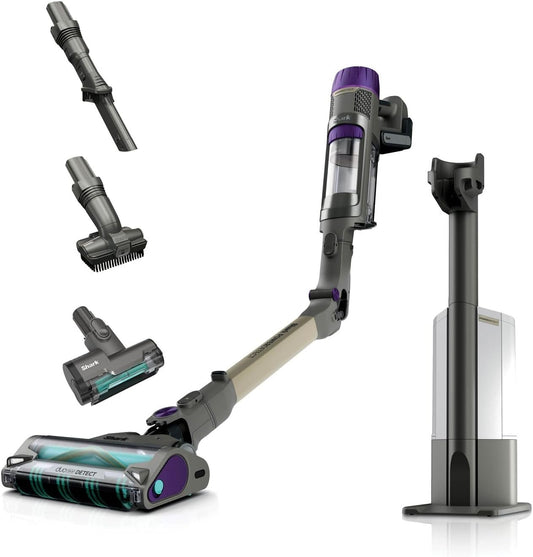 Shark PowerDetect Clean & Empty Aspiradora sin cable, DuoClean Detect, limpieza inversa, base de autovaciado de 2 l, Anti-Hair Wrap Plus, autonomía de 70 min, cepillos multisuperficie, gris, IP3251EUT