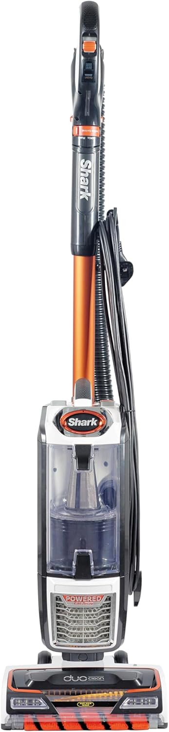 Shark Aspiradora con cable de 0,83 l, Anti Hair Wrap, DuoClean, Powered Lift Away, boquilla para tapicería, boquilla estrecha, cepillo para polvo, cable 8 metros, gris oscuro/naranja, NZ801EU