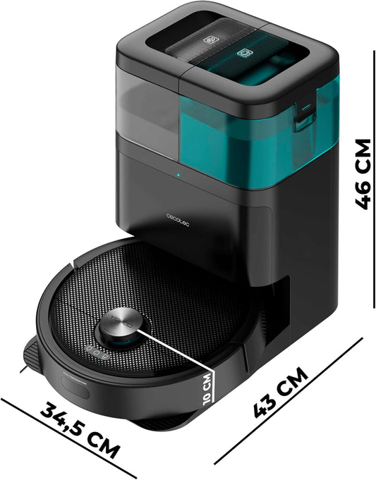 Cecotec Robot Aspirador y Friegasuelos Conga 15090 SpinArm Home&Wash. 8000Pa, App, Navegación Láser, Base Autovaciado con Tanques de Polvo y Agua, Limpieza-Secado de Mopas, Cepillo Silicona y Mopas