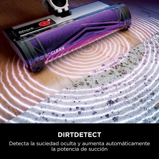 Shark Detect Pro Aspiradora sin Cable, 60 min autonomía, Sistema de Vaciado automático (2 litros de Capacidad), Ligera y Flexible, Anti Hair Wrap, Boquilla Estrecha, Blanco/Bronce, IW3611EUN