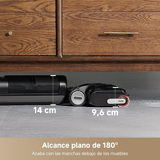 DREAME H12 Pro FlexReach Aspirador en Seco y Húmedo, Alcance Plano de 180°, Secado Durante 5 Min, 18 kPa de Succión, Lavado en Caliente a 90 °C, Limpieza de Borde a Borde, Limpieza de 50 Minutos